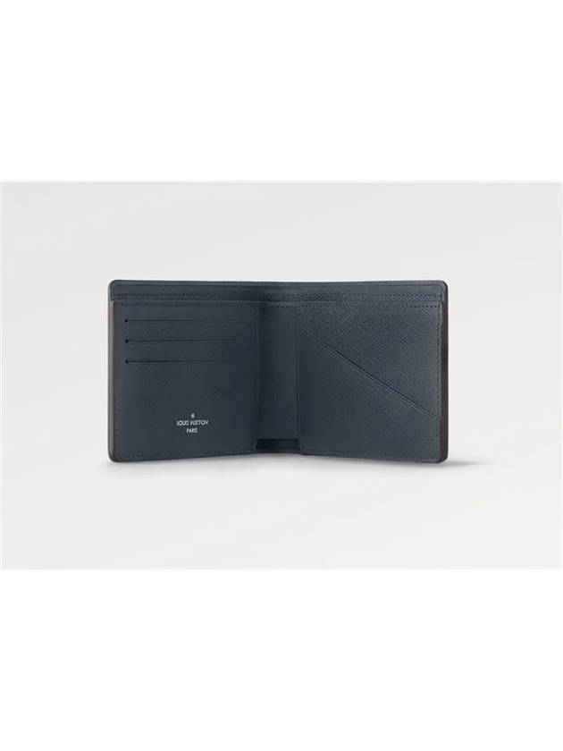 Multiple Embossing LV Logo Two-Tone Leather Half Wallet Black - LOUIS VUITTON - BALAAN 3