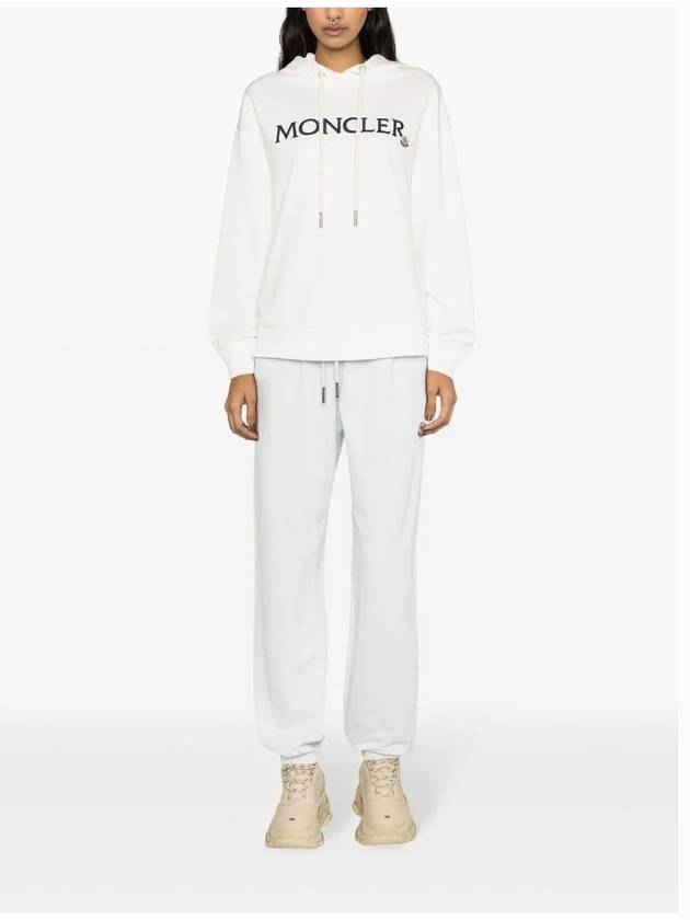 Embroidered Logo Hoodie White - MONCLER - BALAAN 3