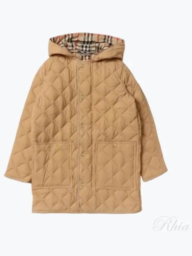 Kids Diamond Quilted Hooded Coat Beige - BURBERRY - BALAAN 2