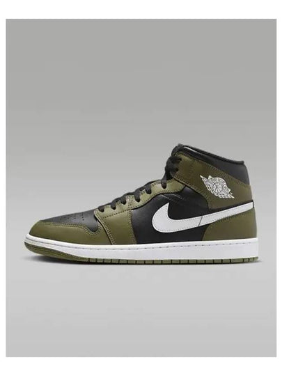 Air Jordan 1 Mid M Black White Medium Olive DQ8426 092 - NIKE - BALAAN 2