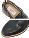 Men's Vitello Calf Leather Boat Shoes Black - THOM BROWNE - BALAAN 5