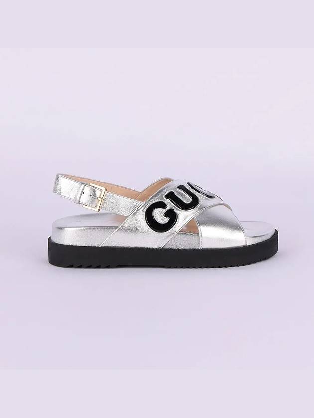 Logo Strap Sandals Silver 738691 AABYB 8149 - GUCCI - BALAAN 2