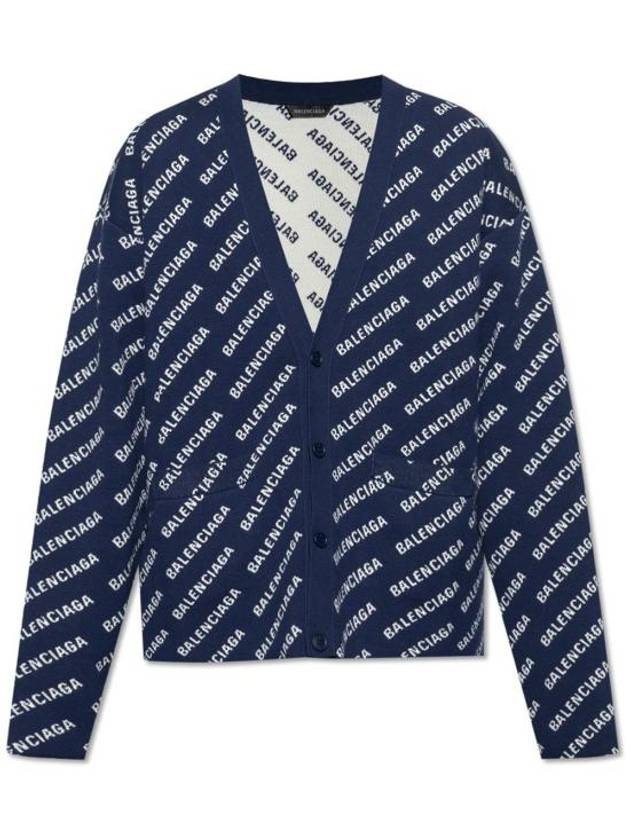 Mini Allover Logo Knit Cardigan Blue - BALENCIAGA - BALAAN 4