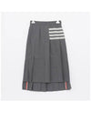 4 Bar Logo Plain Weave Wool Pleated Skirt Grey - THOM BROWNE - BALAAN 3