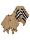 Reversible Check Merino Wool Poncho Camel Brown - BURBERRY - BALAAN 4