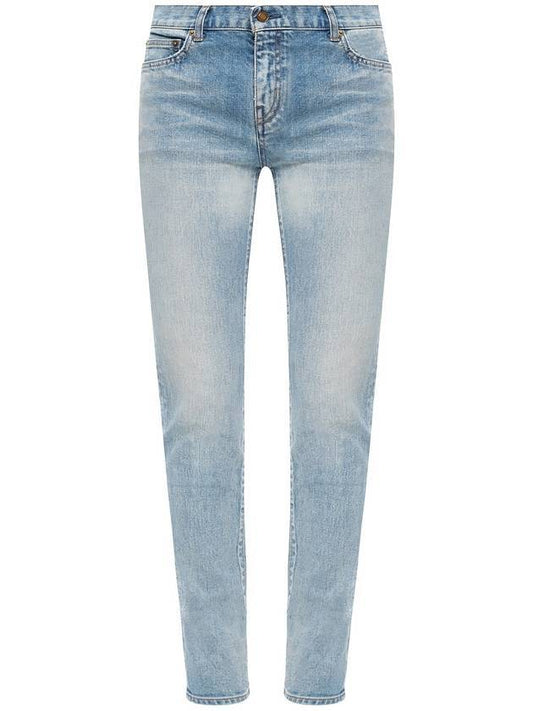 Denim Straight Jeans Blue - SAINT LAURENT - BALAAN 1