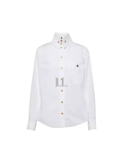 Embroidered ORB Logo Cotton Short-Sleeved Shirt White - VIVIENNE WESTWOOD - BALAAN 2