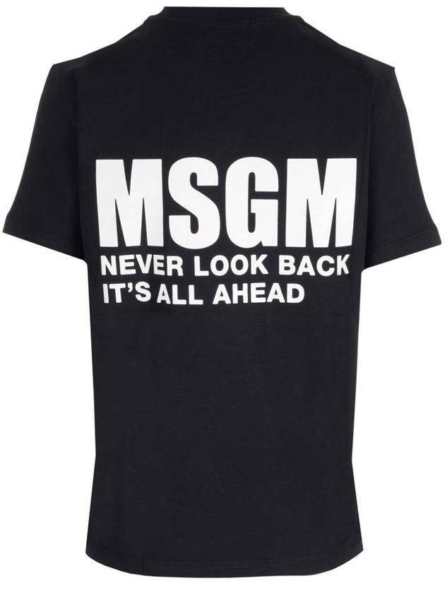 Back Logo Print Cotton Short Sleeve T-Shirt Black - MSGM - BALAAN 3