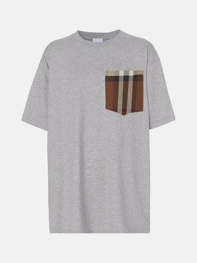 Women's Check Pocket Short Sleeve T-Shirt Grey - BURBERRY - BALAAN 2