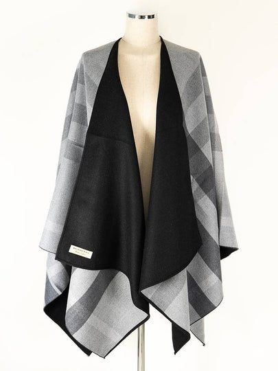 Wool Check Poncho Cape Grey - BURBERRY - BALAAN 2