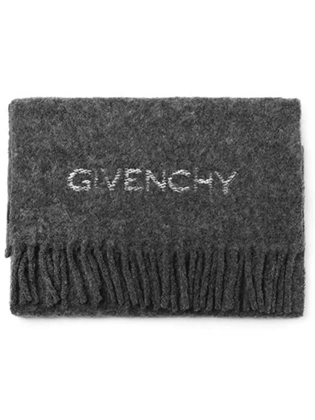 Knit Logo Muffler Grey - GIVENCHY - BALAAN 5