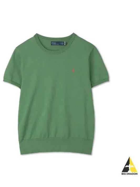 W Cotton Blend Short Sleeve Sweater Green - POLO RALPH LAUREN - BALAAN 1