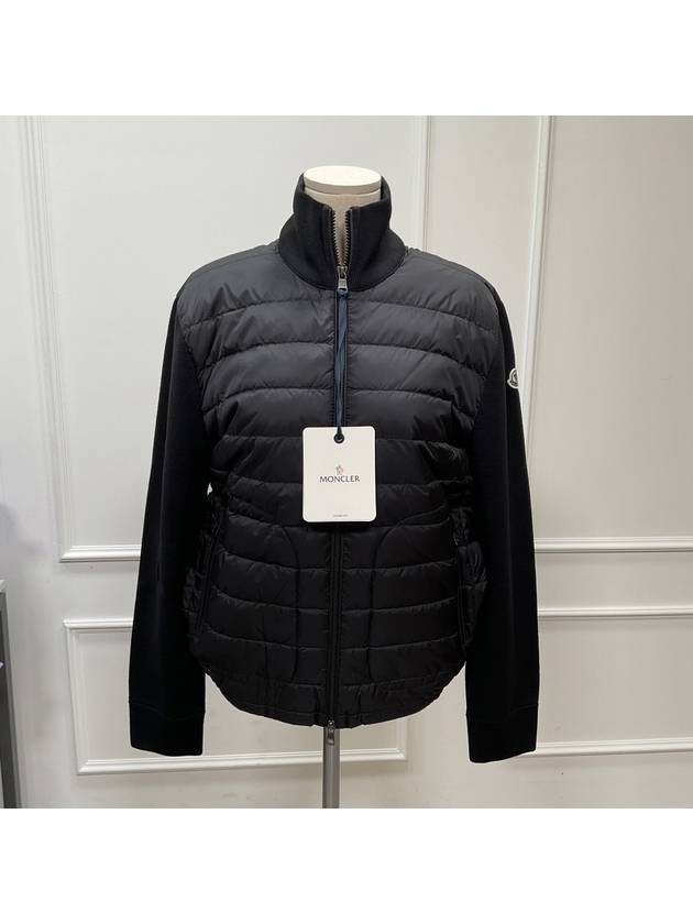 Padded Wool Cardigan Black - MONCLER - BALAAN 3