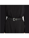 Square Buckle Cassandre Thin Leather Belt Black - SAINT LAURENT - BALAAN 8