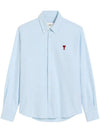 Button Down Cotton Oxford Long Sleeve Shirt Sky Blue - AMI - BALAAN 1