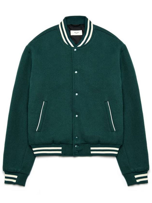 Varsity Wool Bomber Jacket Green - ROLLING STUDIOS - BALAAN 2