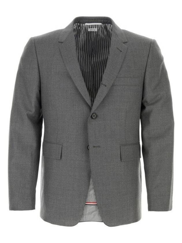 Super 120S Wool Twill Single Breasted Classic Jacket Grey - THOM BROWNE - BALAAN 2