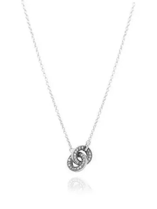 Signature Intertwined Pave Pendant Necklace Sterling Silver Clear - PANDORA - BALAAN 2