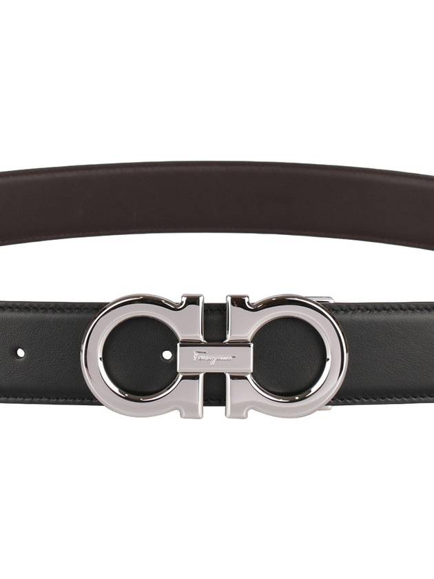 Reversible Gancini Leather Belt Black - SALVATORE FERRAGAMO - BALAAN 8