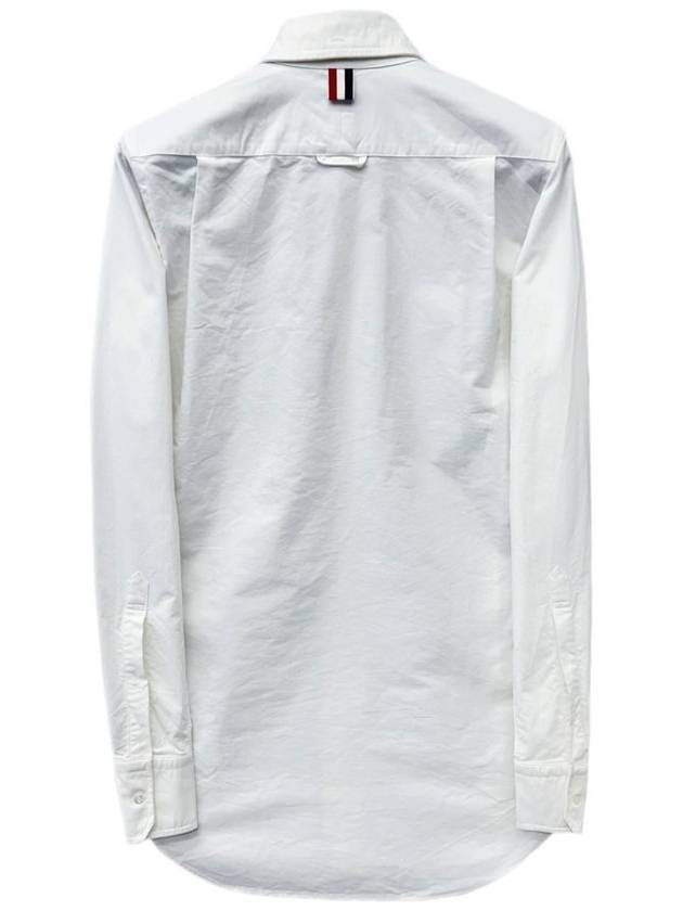 Oxford Grosgrain Placket Cotton Long Sleeve Shirt White - THOM BROWNE - BALAAN 3