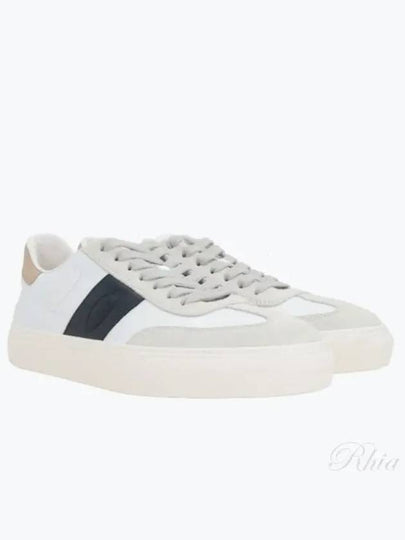 Leather Suede Low Top Sneakers White Black - TOD'S - BALAAN 2