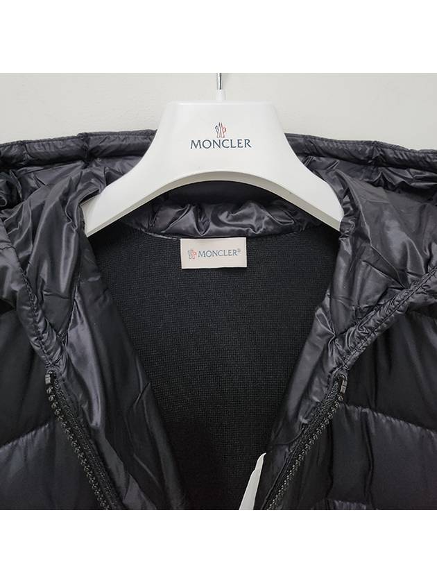 Logo Patch Padded Wool Hooded Jacket Black - MONCLER - BALAAN 5