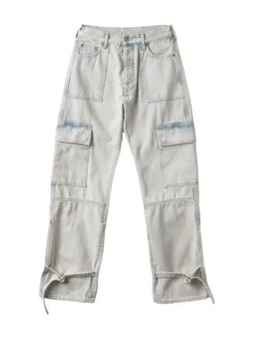 Graffiti Pocket Denim Pants Sky Blue Jeans - OFF WHITE - BALAAN 1