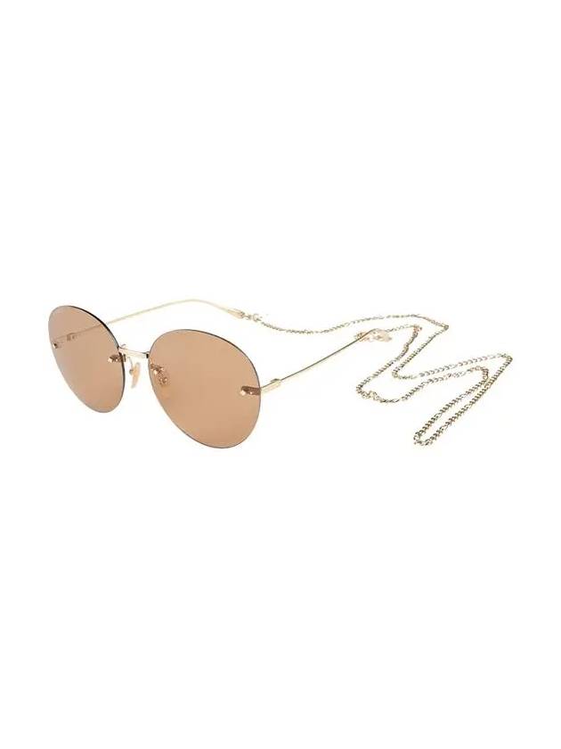 Eyewear Rimless Chain Round Metal Sunglasses Brown - GUCCI - BALAAN 4