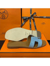 Women's Oran Sandals Calfskin Denim Brown Twotone - HERMES - BALAAN 6