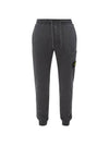 Garment Dying Cotton Fleece Track Pants Dark Grey - STONE ISLAND - BALAAN 1