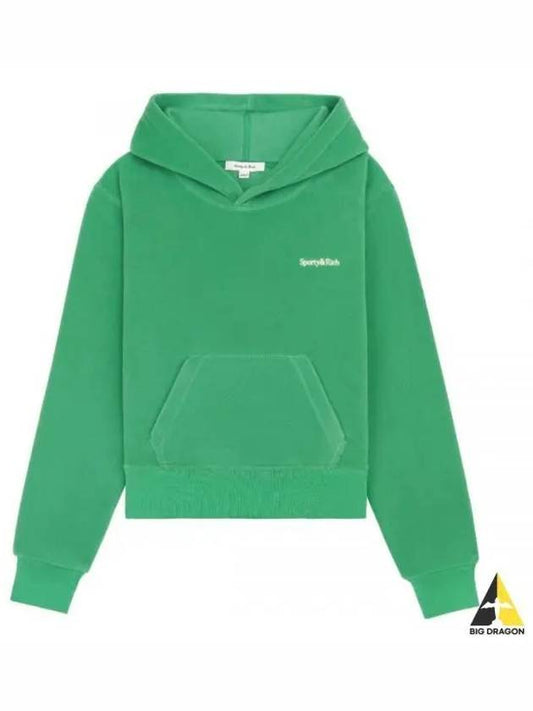 Serif Logo Embroidered Hoodie Green - SPORTY & RICH - BALAAN 2