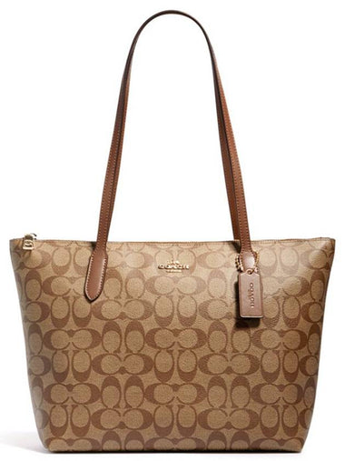 Ziptop Signature Women s Tote Bag Light Brown - COACH - BALAAN 1