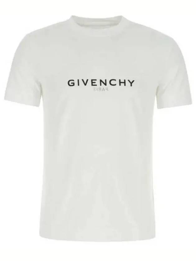 Men's Reverse Logo Round Slim Short Sleeve T-Shirt White - GIVENCHY - BALAAN 2