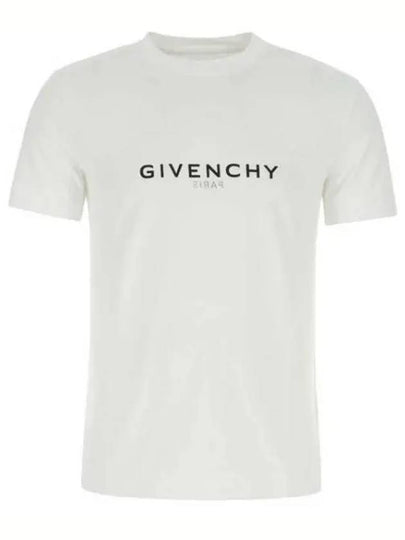 Men's Reverse Logo Round Slim Short Sleeve T-Shirt White - GIVENCHY - BALAAN 2