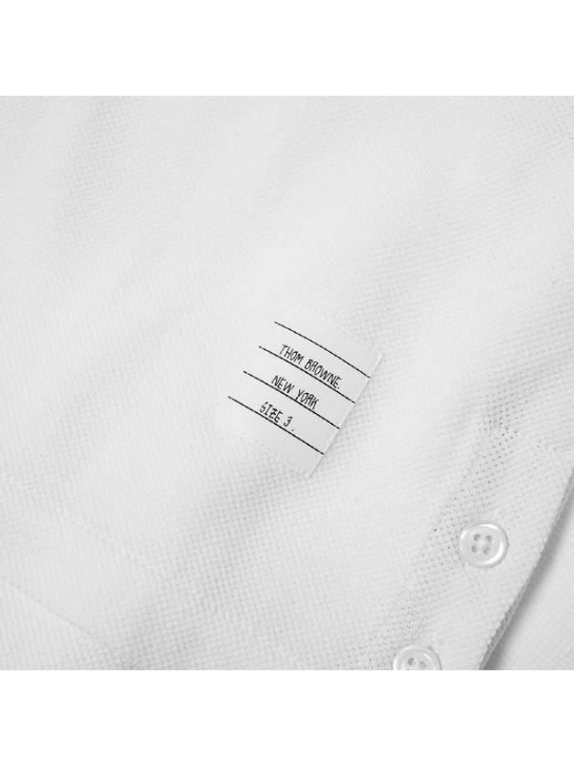 Men's Cotton Pique Center Bag Striped Short Sleeve Polo Shirt White - THOM BROWNE - BALAAN 4