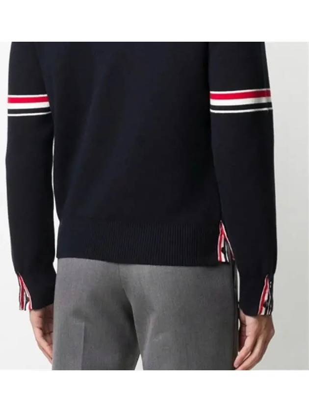 Milano Stitch Sprite Armband Cotton V-neck Cardigan Navy - THOM BROWNE - BALAAN 6