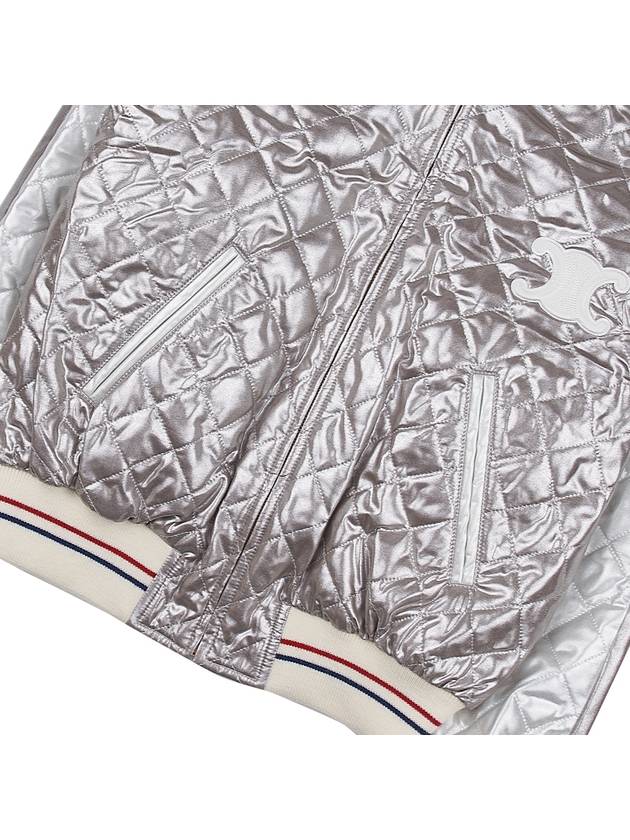 Laminated Silk Kazak Blouson Jacket Silver - CELINE - BALAAN.