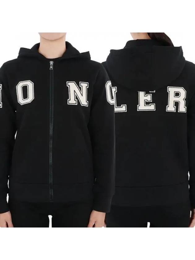 Kids Lettering Hooded Zip-Up Jacket Black - MONCLER - BALAAN 2