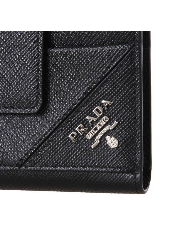 Logo Saffiano Leather Card Wallet Black - PRADA - BALAAN 6