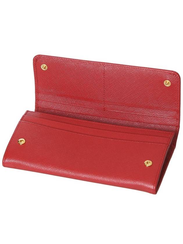 Metal Logo Saffiano Long Wallet Red - PRADA - BALAAN 5