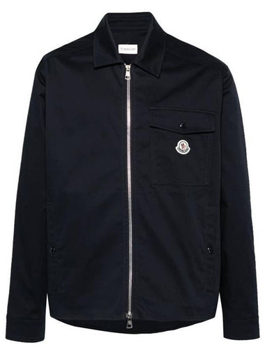 Gabardine Logo Pocket Zip Up Jacket Navy Blue - MONCLER - BALAAN 1