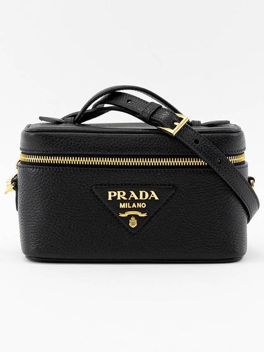 Logo Decorated Leather Mini Bag Black - PRADA - BALAAN 2