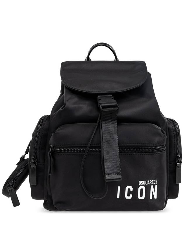 Dsquared2 Backpack With Printed Logo, Women's, Black - DSQUARED2 - BALAAN 1