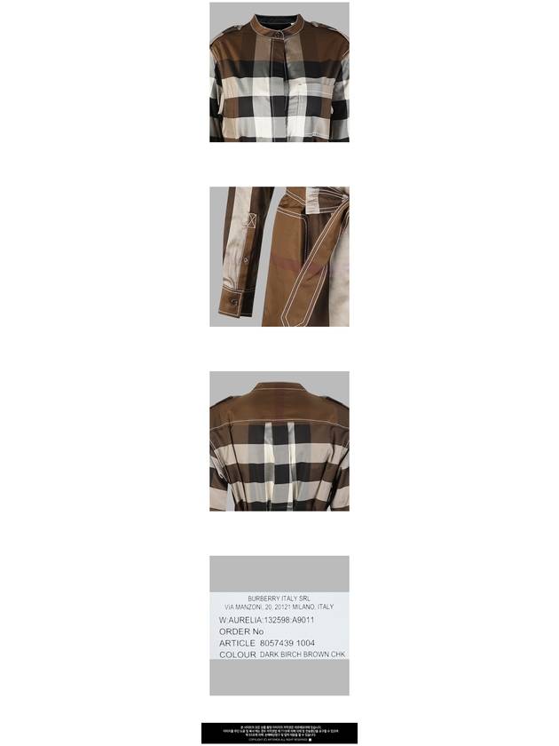 Check Tie Waist Shirt Midi Dress Brown - BURBERRY - BALAAN 4