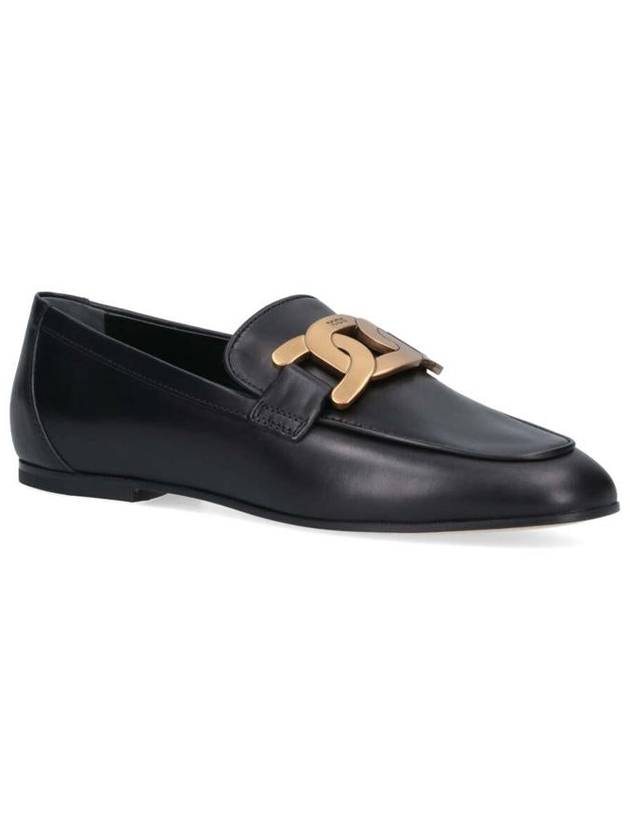 Kate Metal Logo Leather Loafers Black - TOD'S - BALAAN 3