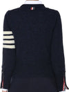 Women's Shetland Wool Jersey Classic Crew Neck 4 Bar Knit Top Navy - THOM BROWNE - BALAAN 4