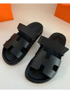 Chypre Leather Sandals Black - HERMES - BALAAN 4