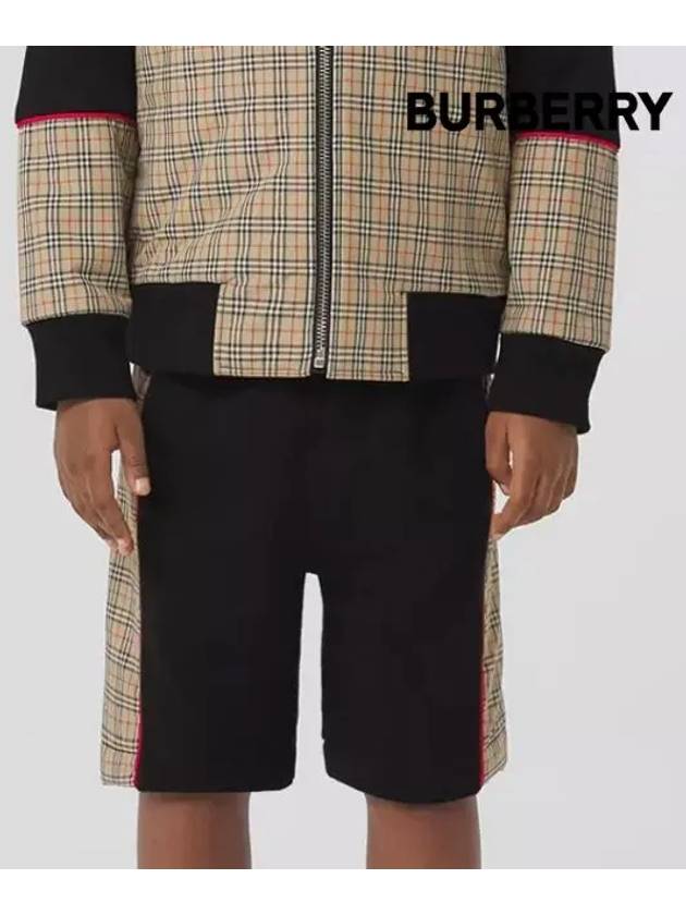 Kids Check Panel Cotton Shorts Black 8053941 4Y 10Y - BURBERRY - BALAAN 7