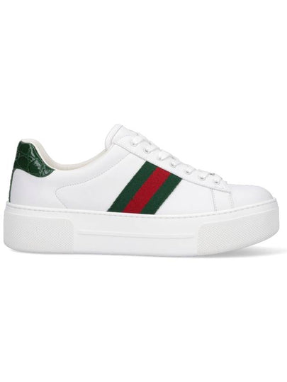 Women's Leather Low Top Sneakers White - GUCCI - BALAAN 2