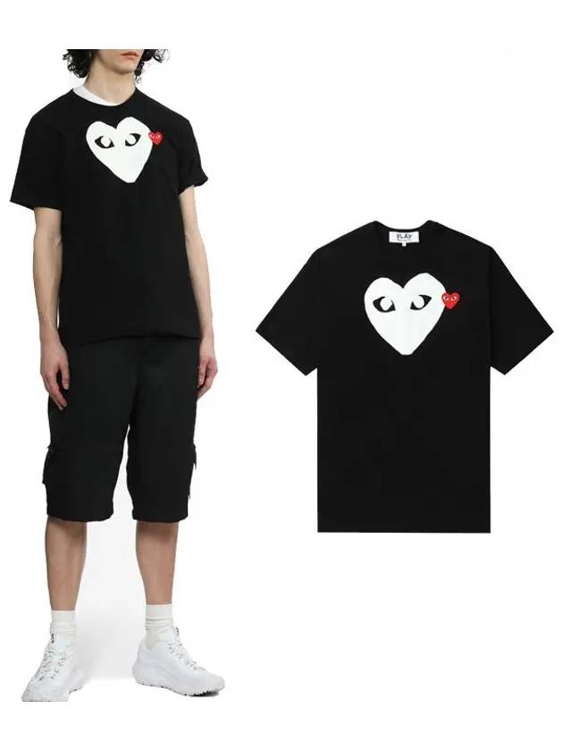 Double Heart Short Sleeve T-Shirt Black - COMME DES GARCONS - BALAAN 2